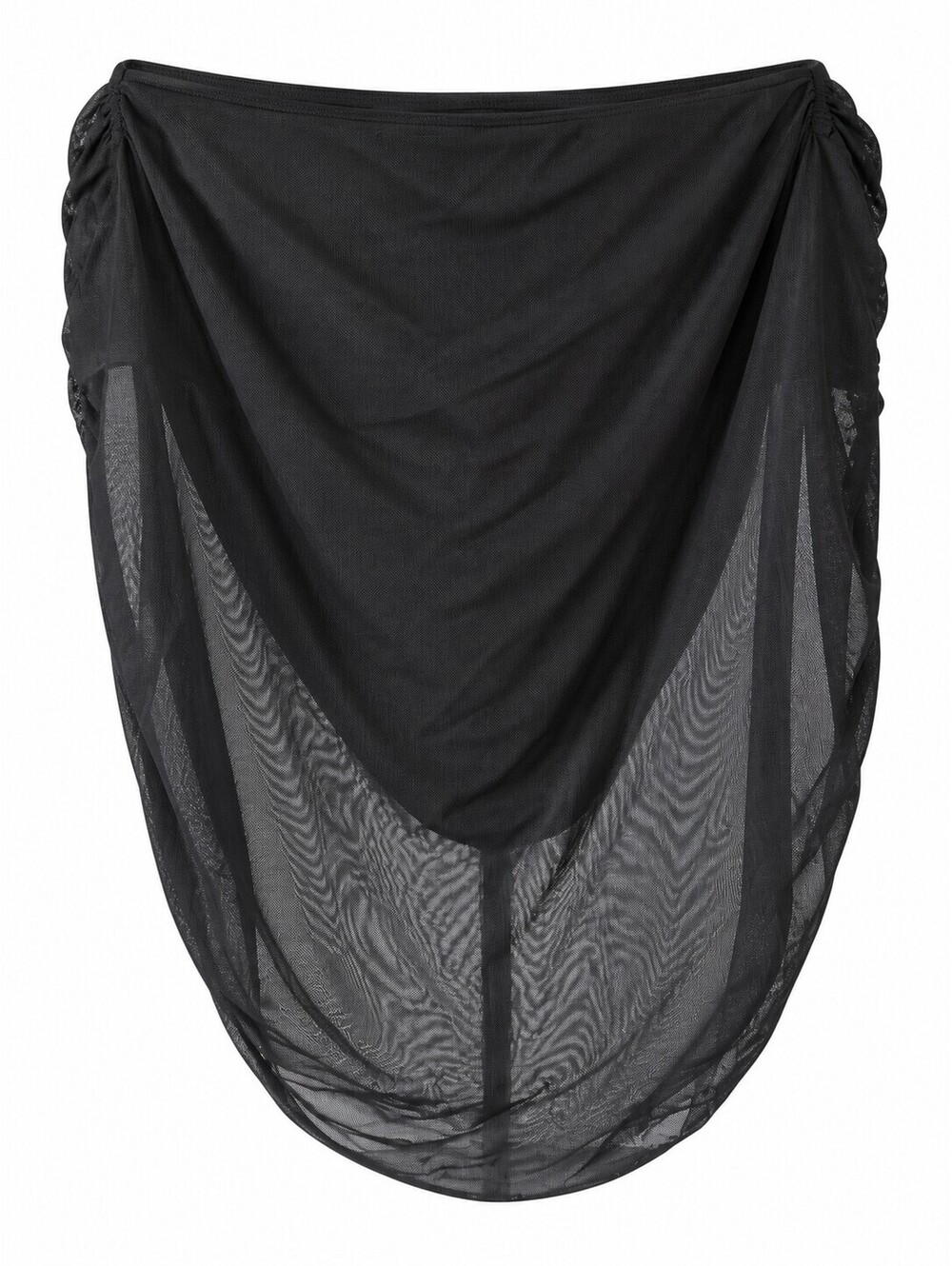 SHEIN Black Sheer Ruched Side Swimsuit Skirt 4XL